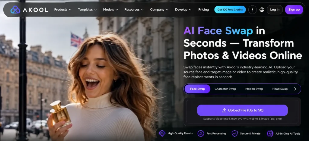 AKOOL AI Face Swap Landing Page
