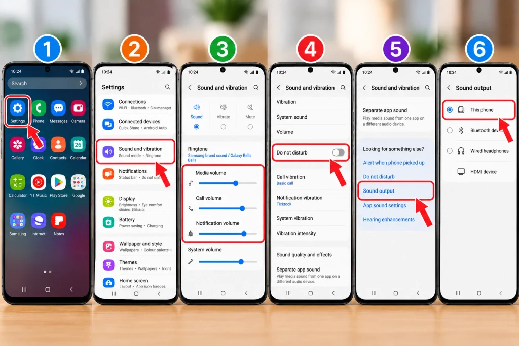 Android Sound Settings Tutorial Panels