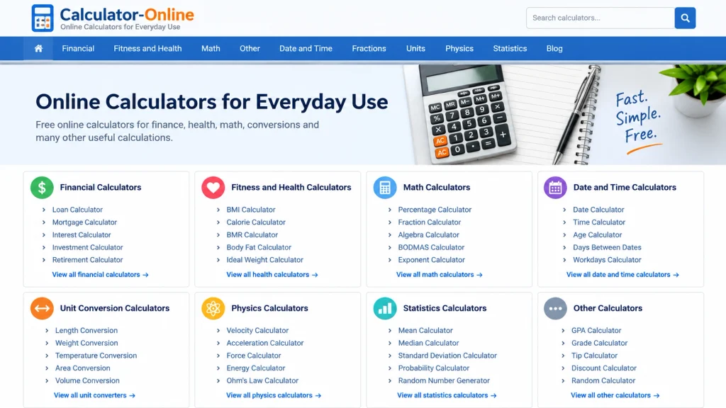 Calculator-Online Homepage Dashboard