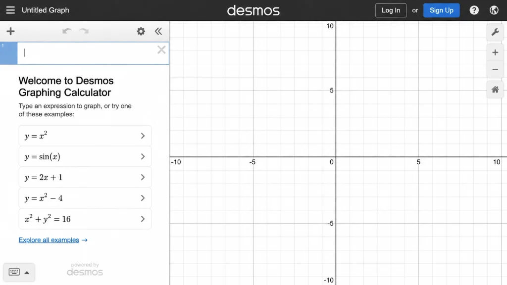 Desmos Graphing Calculator Welcome Screen